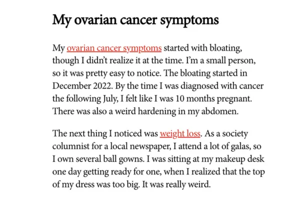 the comments from ovarian cancer's patient